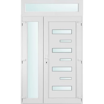 Műanyag bejárati ajtó 140x240 jobbos Georgia 7 üveges aszimmetrikusan nyíló 2 rétegű üveggel, 5 kamrás fehér