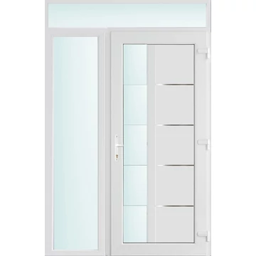 Műanyag bejárati ajtó 140x240 jobbos Indiana 1 üveges 2 rétegű üveggel, 5 kamrás fehér