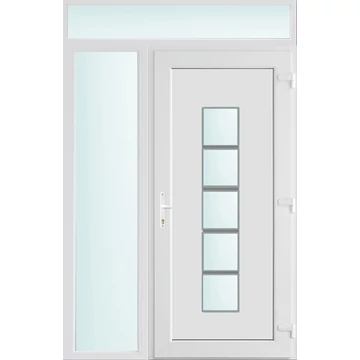 Műanyag bejárati ajtó 140x240 jobbos Maryland 1 üveges 2 rétegű üveggel, 5 kamrás fehér