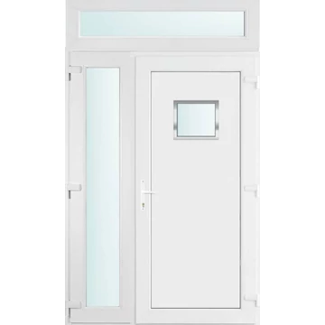 Műanyag bejárati ajtó 140x240 jobbos Washington 1 üveges 2 rétegű üveggel, 5 kamrás fehér