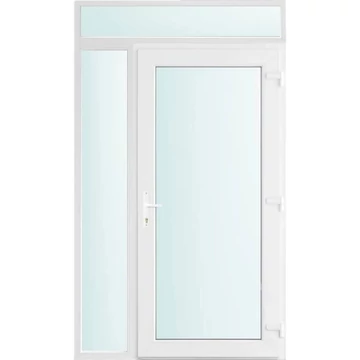 Műanyag bejárati ajtó 140x240 jobbos Baltimore üveges 2 rétegű üveggel, 5 kamrás fehér