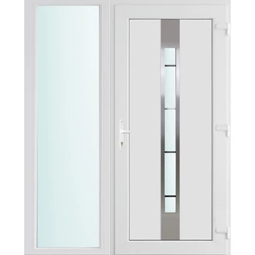 Műanyag bejárati ajtó 150x210 jobbos Manhattan 1 üveges 3 rétegű üveggel és hőszigetelt panellel 5 kamrás fehér