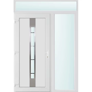 Műanyag bejárati ajtó 150x240 balos Manhattan 1 üveges 3 rétegű üveggel és hőszigetelt panellel 5 kamrás fehér