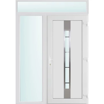 Műanyag bejárati ajtó 150x240 jobbos Manhattan 1 üveges 3 rétegű üveggel és hőszigetelt panellel 5 kamrás fehér