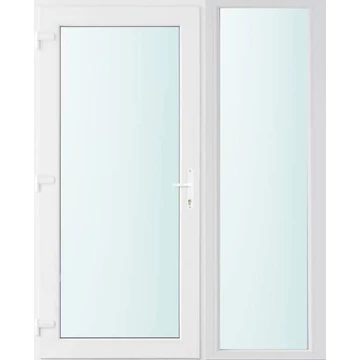 Műanyag bejárati ajtó 150x210 balos Baltimore üveges 2 rétegű üveggel, 5 kamrás fehér