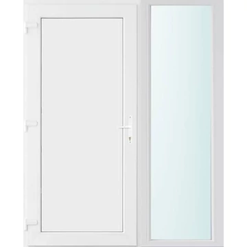 Műanyag bejárati ajtó 150x210 balos Delaware tömör 2 rétegű üveggel, 5 kamrás fehér