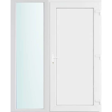Műanyag bejárati ajtó 150x210 jobbos Delaware tömör 2 rétegű üveggel, 5 kamrás fehér