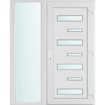 Műanyag bejárati ajtó 150x210 jobbos Georgia 7 üveges 2 rétegű üveggel, 5 kamrás fehér