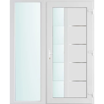 Műanyag bejárati ajtó 150x210 jobbos Indiana 1 üveges 2 rétegű üveggel, 5 kamrás fehér