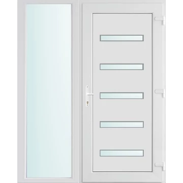 Műanyag bejárati ajtó 150x210 jobbos Jacksonville 5 üveges 2 rétegű üveggel és hőszigetelt panellel 5 kamrás fehér