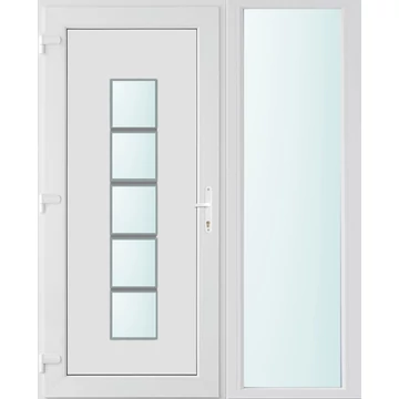 Műanyag bejárati ajtó 150x210 balos Maryland 1 üveges 2 rétegű üveggel, 5 kamrás fehér