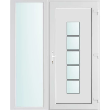 Műanyag bejárati ajtó 150x210 jobbos Maryland 1 üveges 2 rétegű üveggel, 5 kamrás fehér