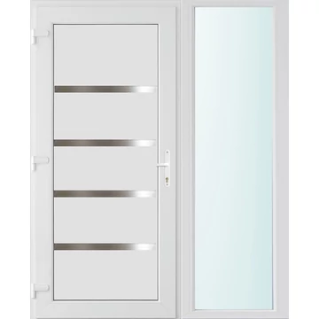 Műanyag bejárati ajtó 150x210 balos Norfolk tömör 3 rétegű üveggel és hőszigetelt panellel 5 kamrás fehér