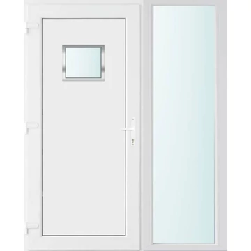 Műanyag bejárati ajtó 150x210 balos Washington 1 üveges 2 rétegű üveggel, 5 kamrás fehér