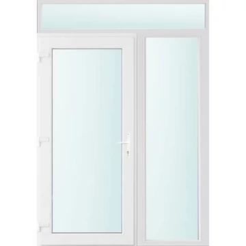 Műanyag bejárati ajtó 150x240 balos Baltimore üveges 2 rétegű üveggel, 5 kamrás fehér