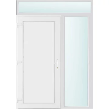 Műanyag bejárati ajtó 150x240 balos Delaware tömör 2 rétegű üveggel, 5 kamrás fehér