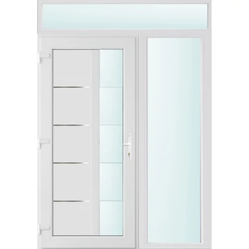 Műanyag bejárati ajtó 150x240 balos Indiana 1 üveges 2 rétegű üveggel, 5 kamrás fehér