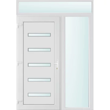 Műanyag bejárati ajtó 150x240 balos Jacksonville 5 üveges 2 rétegű üveggel, 5 kamrás fehér