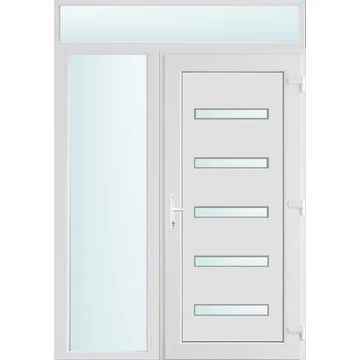 Műanyag bejárati ajtó 150x240 jobbos Jacksonville 5 üveges 2 rétegű üveggel, 5 kamrás fehér
