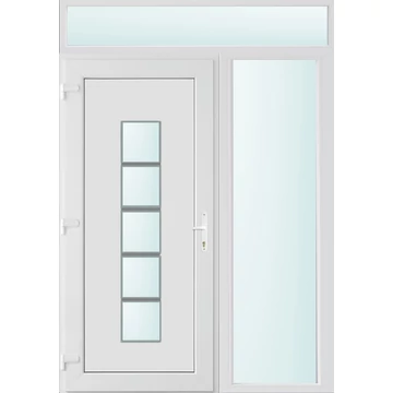 Műanyag bejárati ajtó 150x240 balos Maryland 1 üveges 2 rétegű üveggel, 5 kamrás fehér