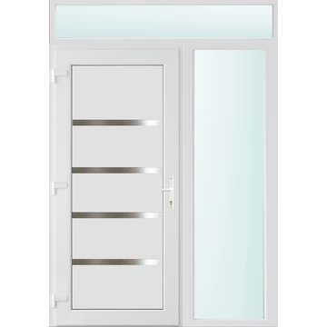 Műanyag bejárati ajtó 150x240 balos Norfolk tömör 2 rétegű üveggel, 5 kamrás fehér