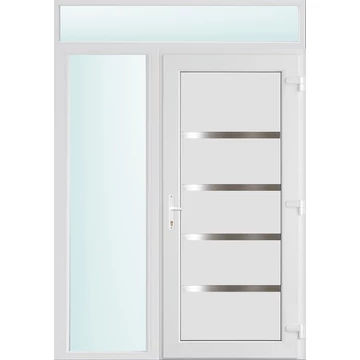 Műanyag bejárati ajtó 150x240 jobbos Norfolk tömör 2 rétegű üveggel, 5 kamrás fehér
