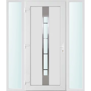 Műanyag bejárati ajtó 160x210 balos Manhattan 1 üveges 3 rétegű üveggel és hőszigetelt panellel 5 kamrás fehér