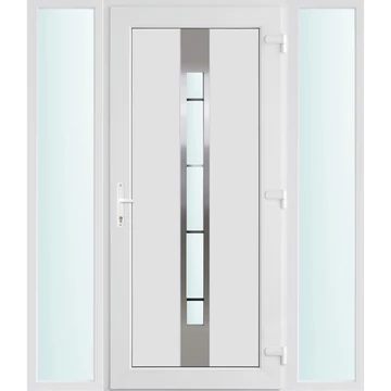 Műanyag bejárati ajtó 160x210 jobbos Manhattan 1 üveges 3 rétegű üveggel és hőszigetelt panellel 5 kamrás fehér
