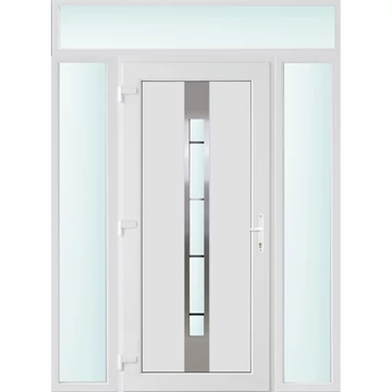 Műanyag bejárati ajtó 160x240 balos Manhattan 1 üveges 3 rétegű üveggel és hőszigetelt panellel 5 kamrás fehér