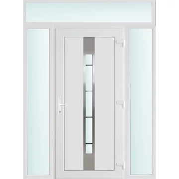 Műanyag bejárati ajtó 160x240 jobbos Manhattan 1 üveges 3 rétegű üveggel és hőszigetelt panellel 5 kamrás fehér
