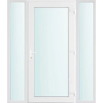 Műanyag bejárati ajtó 160x210 jobbos Baltimore üveges 2 rétegű üveggel, 5 kamrás fehér
