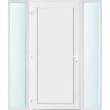 Műanyag bejárati ajtó 160x210 balos Delaware tömör 2 rétegű üveggel és hőszigetelt panellel 5 kamrás fehér