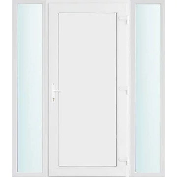 Műanyag bejárati ajtó 160x210 jobbos Delaware tömör 2 rétegű üveggel, 5 kamrás fehér