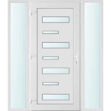 Műanyag bejárati ajtó 160x210 balos Georgia 7 üveges 2 rétegű üveggel, 5 kamrás fehér