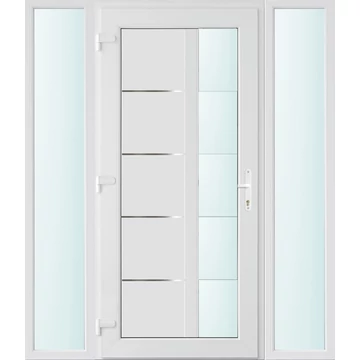 Műanyag bejárati ajtó 160x210 balos Indiana 1 üveges 2 rétegű üveggel és hőszigetelt panellel 5 kamrás fehér