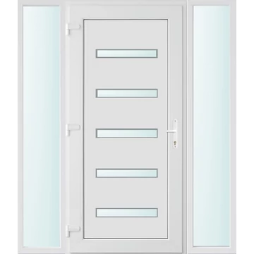 Műanyag bejárati ajtó 160x210 balos Jacksonville 5 üveges 2 rétegű üveggel, 5 kamrás fehér