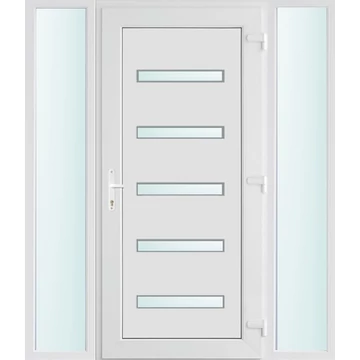 Műanyag bejárati ajtó 160x210 jobbos Jacksonville 5 üveges 2 rétegű üveggel, 5 kamrás fehér