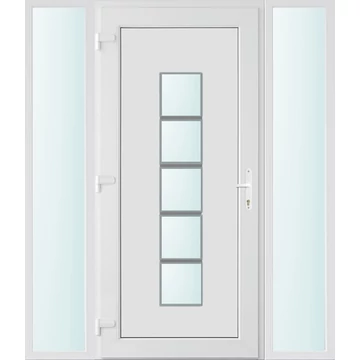 Műanyag bejárati ajtó 160x210 balos Maryland 1 üveges 2 rétegű üveggel, 5 kamrás fehér