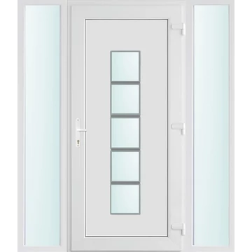 Műanyag bejárati ajtó 160x210 jobbos Maryland 1 üveges 2 rétegű üveggel, 5 kamrás fehér