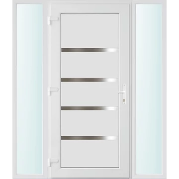 Műanyag bejárati ajtó 160x210 balos Norfolk tömör 2 rétegű üveggel, 5 kamrás fehér