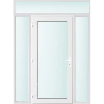 Műanyag bejárati ajtó 160x240 balos Baltimore üveges 2 rétegű üveggel és hőszigetelt panellel 5 kamrás fehér