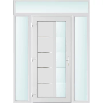 Műanyag bejárati ajtó 160x240 balos Indiana 1 üveges 2 rétegű üveggel és hőszigetelt panellel 5 kamrás fehér