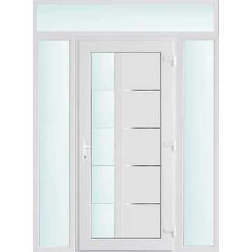 Műanyag bejárati ajtó 160x240 jobbos Indiana 1 üveges 2 rétegű üveggel, 5 kamrás fehér