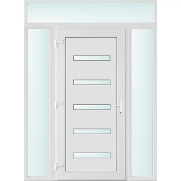 Műanyag bejárati ajtó 160x240 balos Jacksonville 5 üveges 2 rétegű üveggel, 5 kamrás fehér