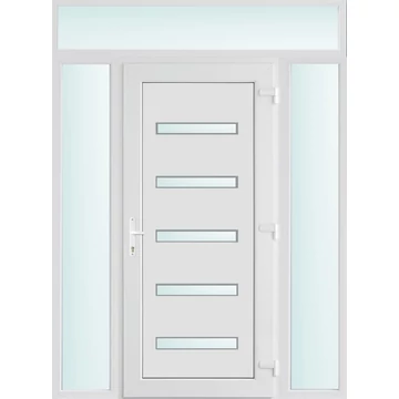 Műanyag bejárati ajtó 160x240 jobbos Jacksonville 5 üveges 2 rétegű üveggel, 5 kamrás fehér