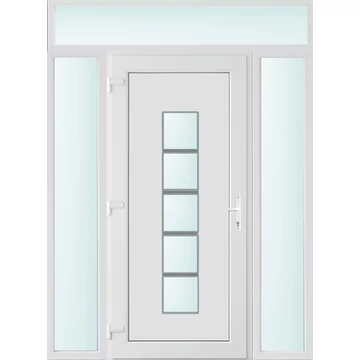 Műanyag bejárati ajtó 160x240 balos Maryland 1 üveges 2 rétegű üveggel, 5 kamrás fehér