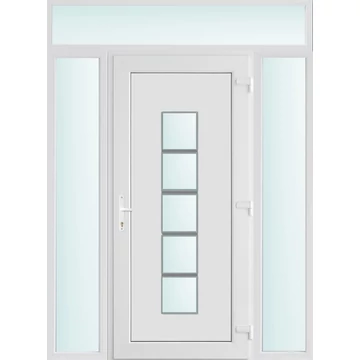Műanyag bejárati ajtó 160x240 jobbos Maryland 1 üveges 2 rétegű üveggel, 5 kamrás fehér