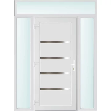 Műanyag bejárati ajtó 160x240 balos Norfolk tömör 3 rétegű üveggel és hőszigetelt panellel 5 kamrás fehér