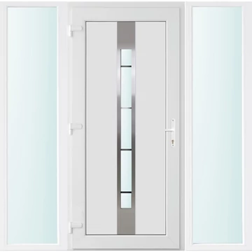 Műanyag bejárati ajtó 180x210 balos Manhattan 1 üveges 3 rétegű üveggel és hőszigetelt panellel 5 kamrás fehér