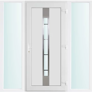 Műanyag bejárati ajtó 180x210 jobbos Manhattan 1 üveges 3 rétegű üveggel és hőszigetelt panellel 5 kamrás fehér